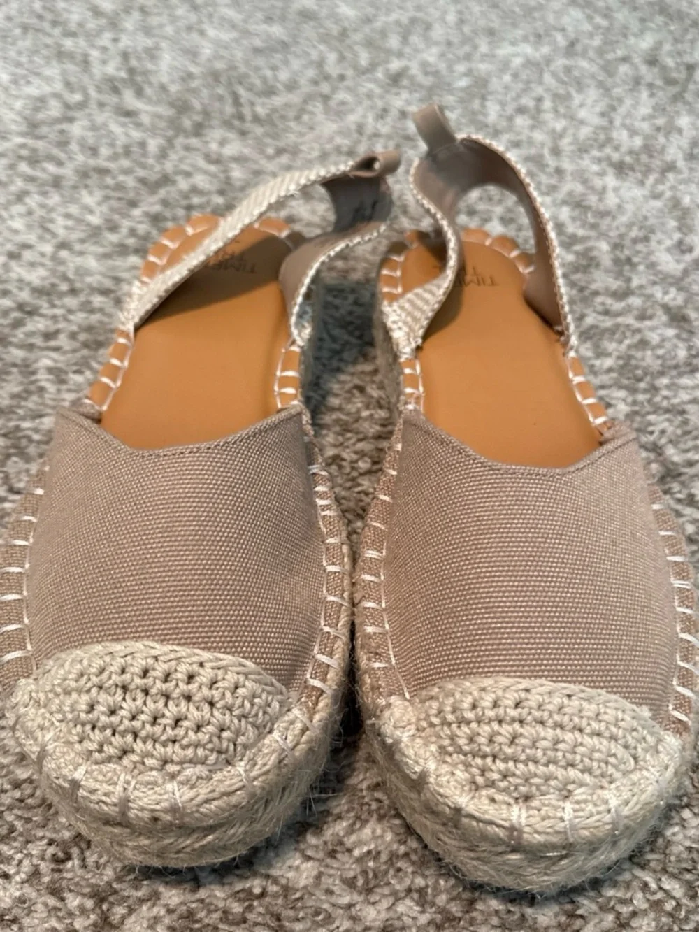 Time and Tru Tan Canvas Espadrille Slingback Flats - Women
